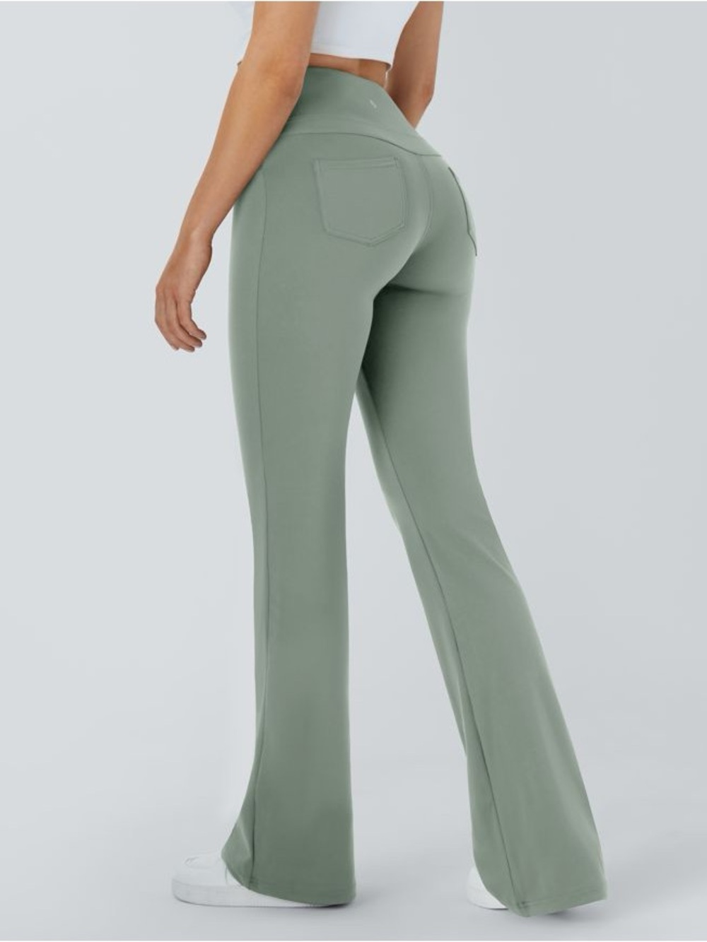 Halara DayStretch Flare Legging High Waisted Pocket Flare Yoga Pants Green Large